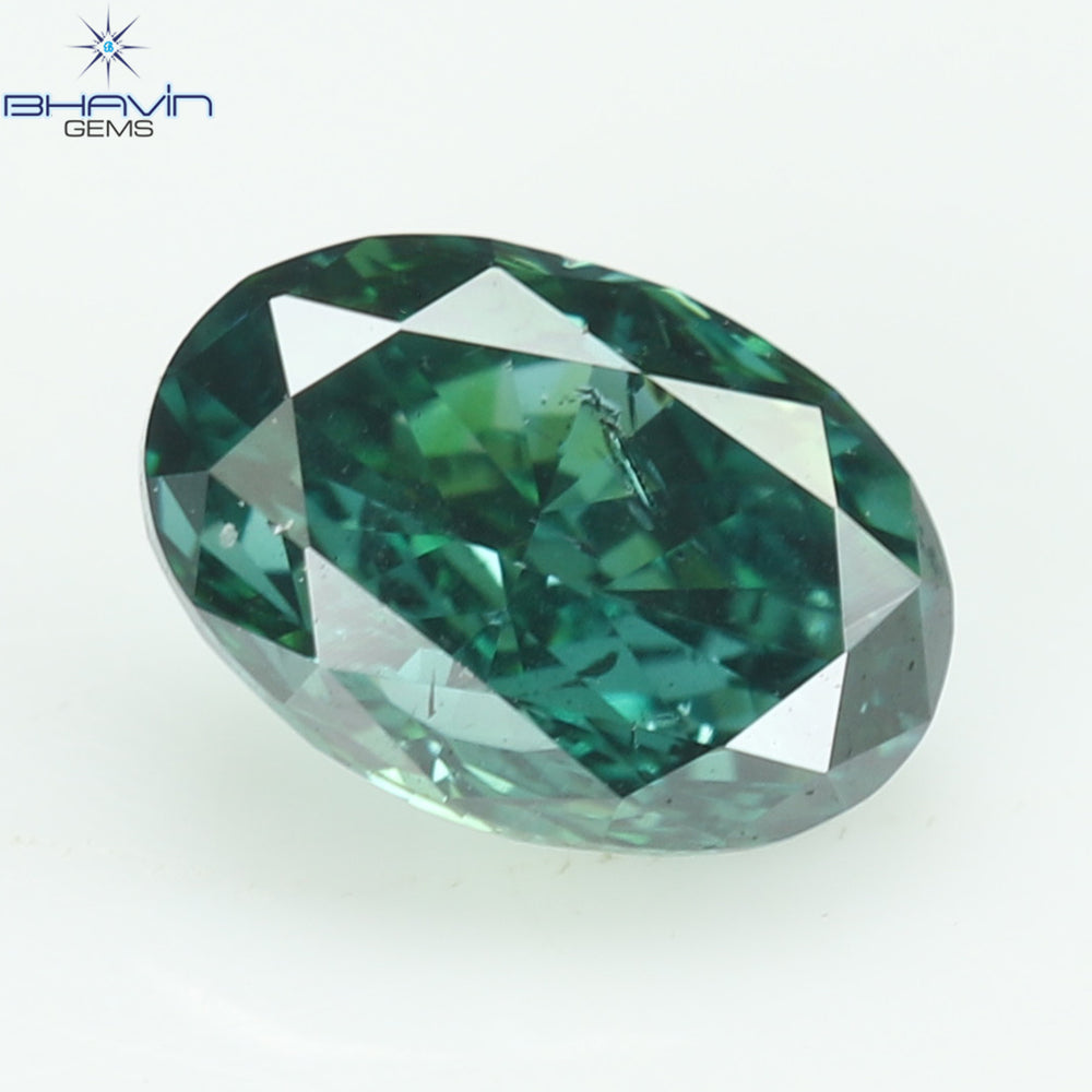 0.28 CT, Oval Diamond, Green Color , Clarity VS2