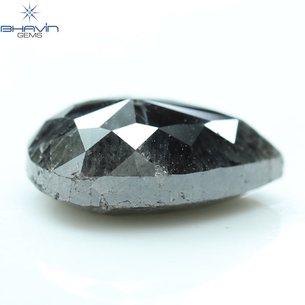 2.17 CT, Pear Shape Natural Loose Diamond Salt and Pepper Black Color, Clarity I3,(9.64 MM)