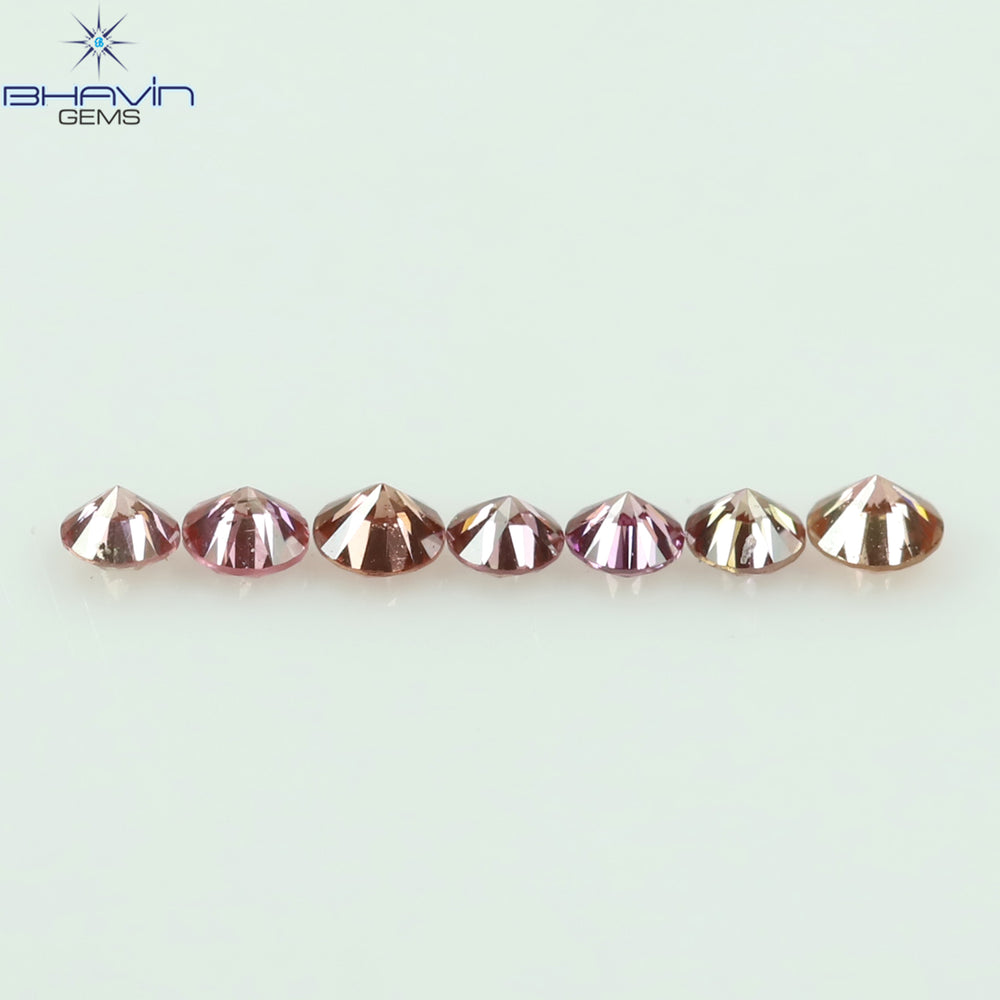 0.08 CT/7 Pcs Round Shape Natural Loose Diamond Pink Color VS-SI Clarity (1.50 MM)