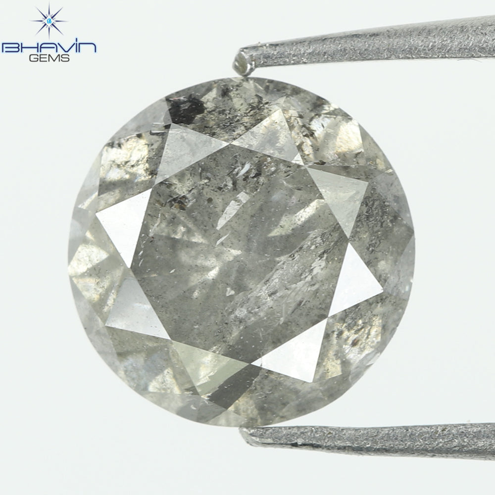 0.93 CT, Round Diamond, Salt And Pepper Color, Clarity I3