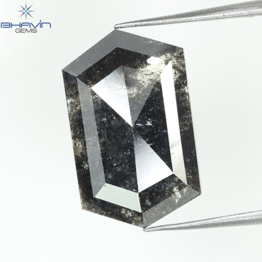 4.72 CT Hexagon Diamond Salt And Pepper Color Natural Diamond Clarity I3