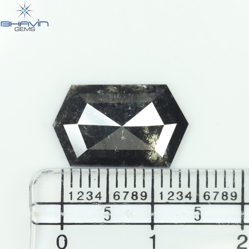 4.72 CT Hexagon Diamond Salt And Pepper Color Natural Diamond Clarity I3