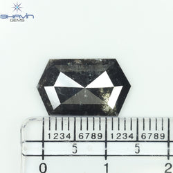 4.72 CT Hexagon Diamond Salt And Pepper Color Natural Diamond Clarity I3