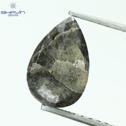 2.17 CT, Pear Shape Natural Loose Diamond Salt and Pepper Black Color, Clarity I3,(9.64 MM)