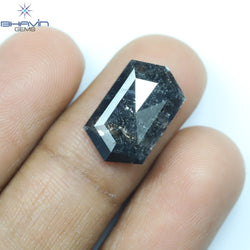 4.72 CT Hexagon Diamond Salt And Pepper Color Natural Diamond Clarity I3