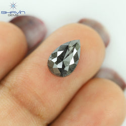 2.17 CT, Pear Shape Natural Loose Diamond Salt and Pepper Black Color, Clarity I3,(9.64 MM)