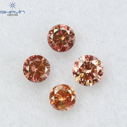 0.22 CT/4 Pcs Round Shape Natural Loose Diamond Pink Color SI Clarity (2.60 MM)