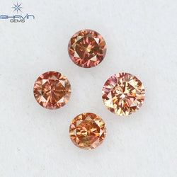 0.22 CT/4 Pcs Round Shape Natural Loose Diamond Pink Color SI Clarity (2.60 MM)