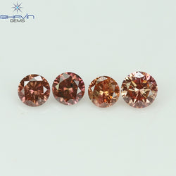 0.22 CT/4 Pcs Round Shape Natural Loose Diamond Pink Color SI Clarity (2.60 MM)