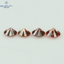 0.22 CT/4 Pcs Round Shape Natural Loose Diamond Pink Color SI Clarity (2.60 MM)