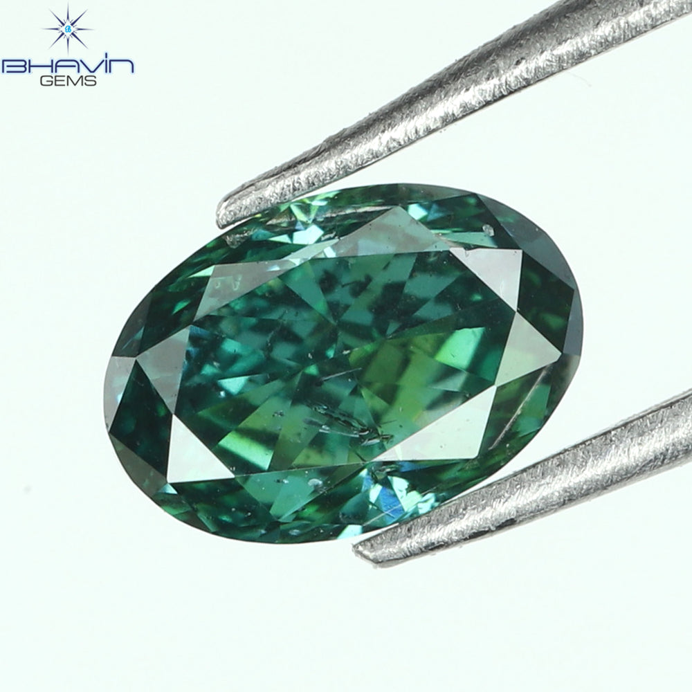 0.28 CT, Oval Diamond, Green Color , Clarity VS2