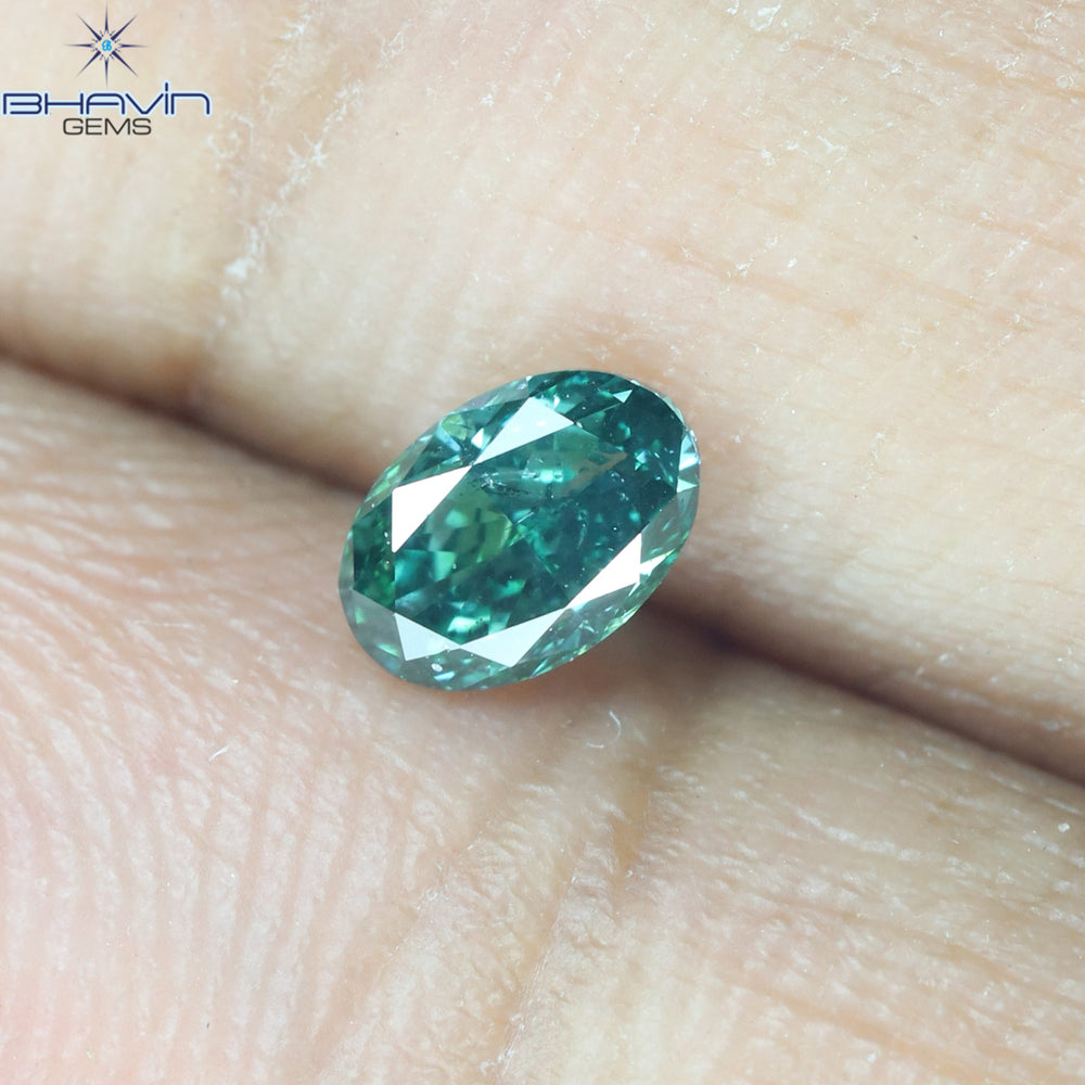 0.28 CT, Oval Diamond, Green Color , Clarity VS2