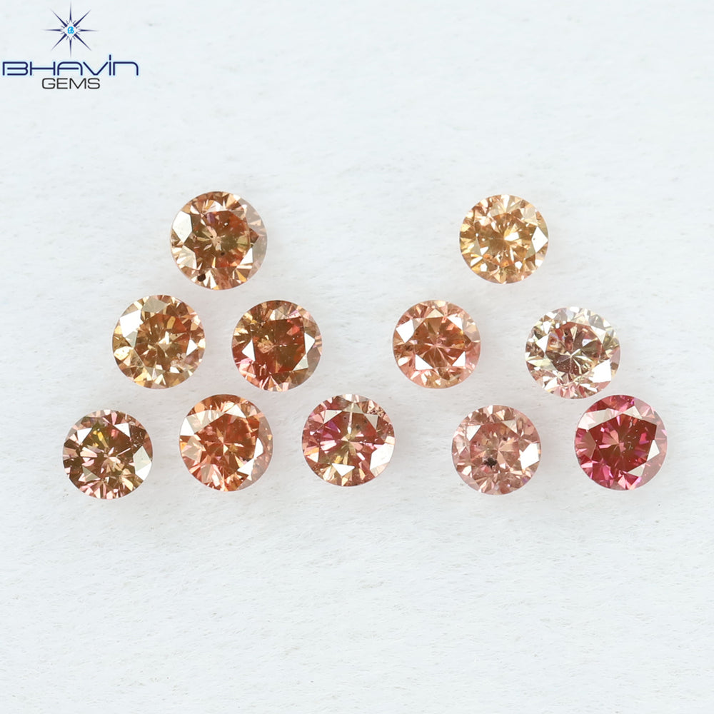 0.39 CT/11 個 ラウンド シェイプ ナチュラル ルース ダイヤモンド ピンク カラー SI クラリティ (2.25 MM)