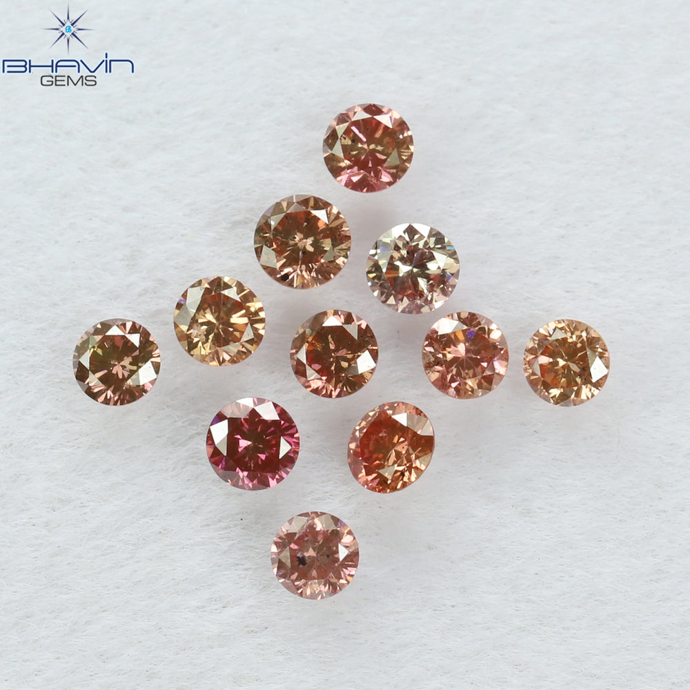 0.39 CT/11 個 ラウンド シェイプ ナチュラル ルース ダイヤモンド ピンク カラー SI クラリティ (2.25 MM)