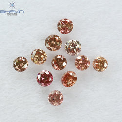 0.39 CT/11 個 ラウンド シェイプ ナチュラル ルース ダイヤモンド ピンク カラー SI クラリティ (2.25 MM)