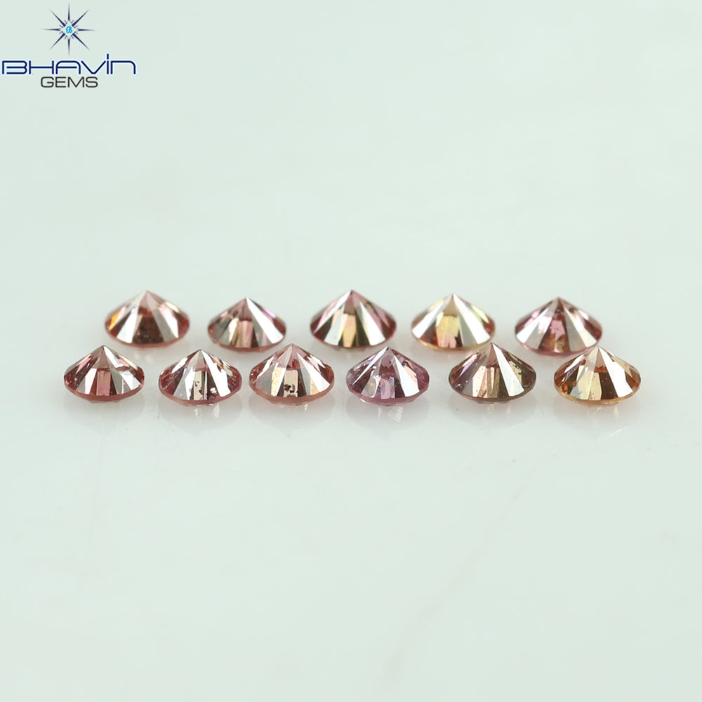 0.22 CT/11 個 ラウンド シェイプ ナチュラル ルース ダイヤモンド ピンク カラー SI クラリティ (1.75 MM)