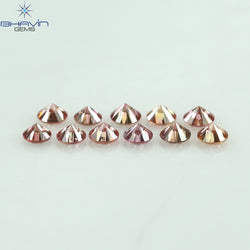 0.22 CT/11 個 ラウンド シェイプ ナチュラル ルース ダイヤモンド ピンク カラー SI クラリティ (1.75 MM)