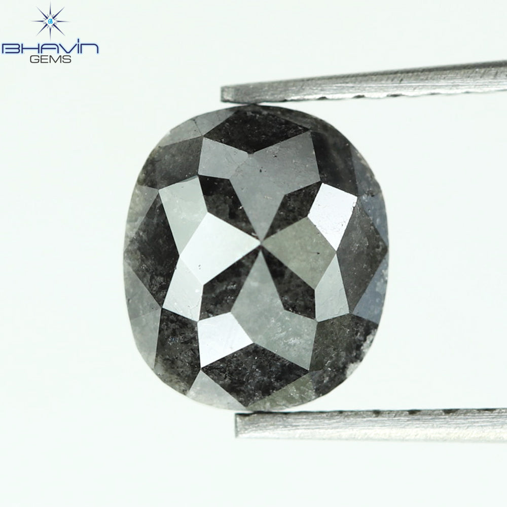 1.56 CT, 0val Shape, Black Gray (Salt And Pepper)Color Loose Diamond, Clarity I3