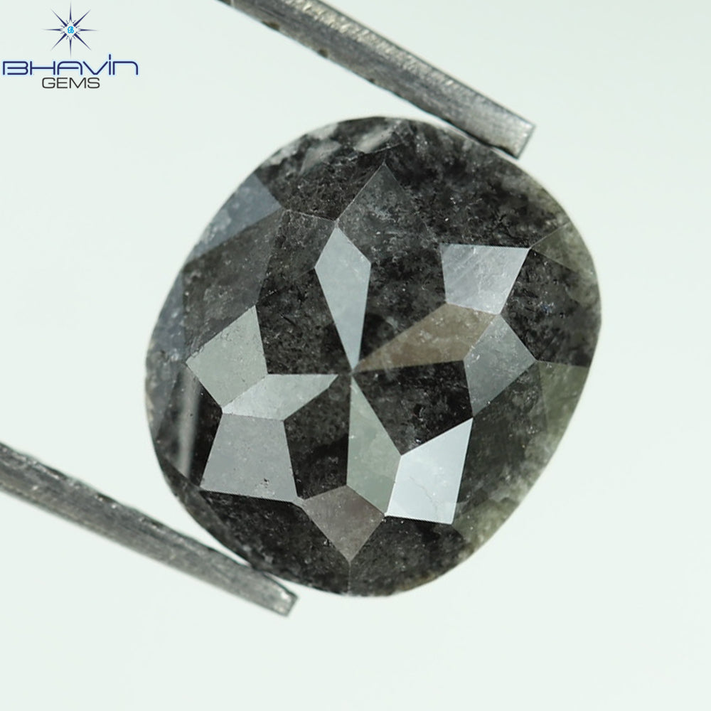 1.56 CT, 0val Shape, Black Gray (Salt And Pepper)Color Loose Diamond, Clarity I3
