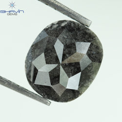 1.56 CT, 0val Shape, Black Gray (Salt And Pepper)Color Loose Diamond, Clarity I3