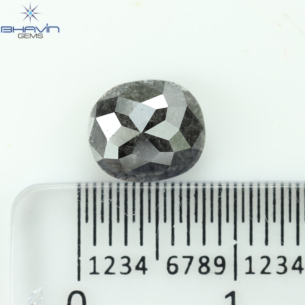 1.56 CT, 0val Shape, Black Gray (Salt And Pepper)Color Loose Diamond, Clarity I3