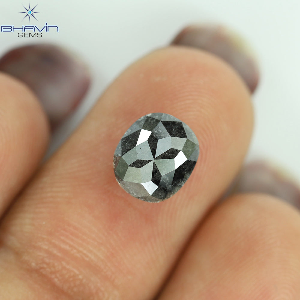 1.56 CT, 0val Shape, Black Gray (Salt And Pepper)Color Loose Diamond, Clarity I3