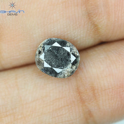 1.56 CT, 0val Shape, Black Gray (Salt And Pepper)Color Loose Diamond, Clarity I3