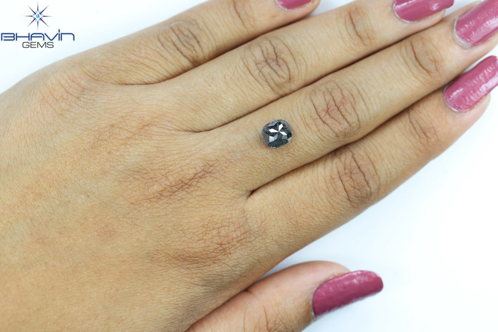 1.56 CT, 0val Shape, Black Gray (Salt And Pepper)Color Loose Diamond, Clarity I3