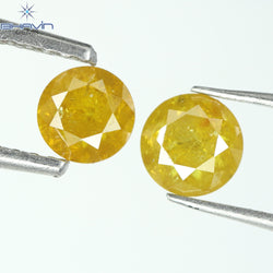 0.82 CT/2 PCS, Round Diamond, Yellow Diamond , I3 Clarity