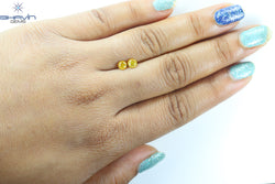 0.82 CT/2 PCS, Round Diamond, Yellow Diamond , I3 Clarity