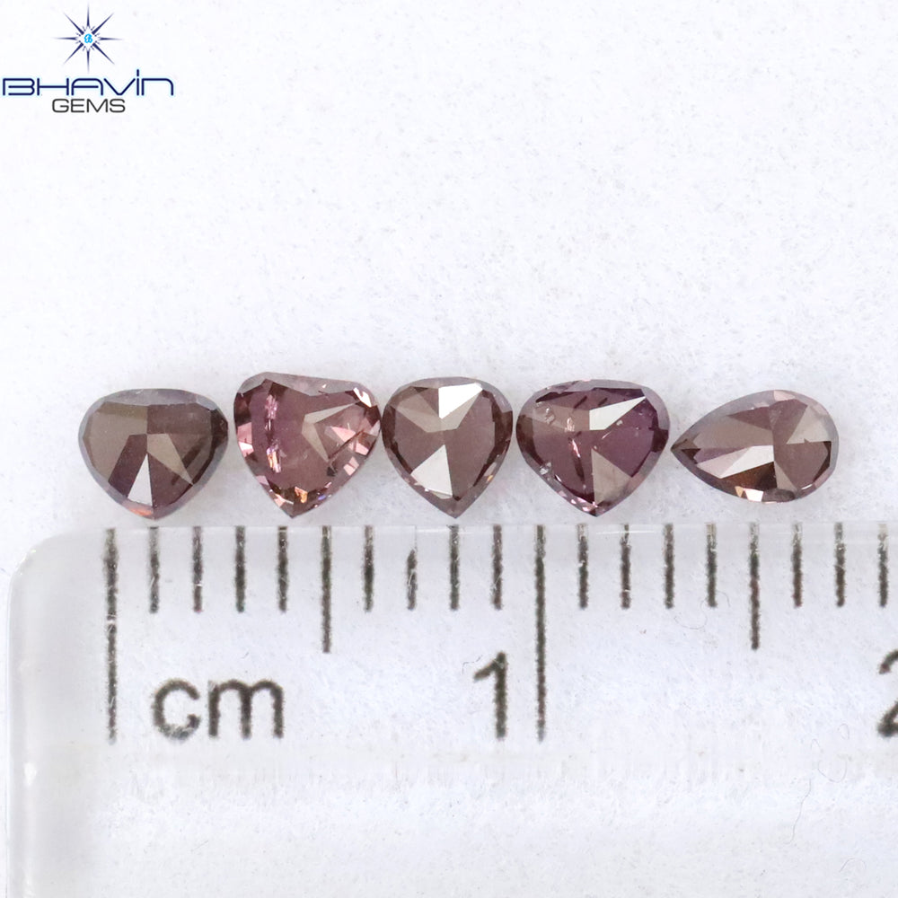 0.75 CT/5 Pcs Mix Shape Natural Diamond Pink Color SI2 Clarity (4.00 MM)