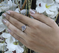 ヘキサゴン ダイヤモンド 天然ダイヤモンド リング グレーカラー ゴールド リング 婚約指輪
