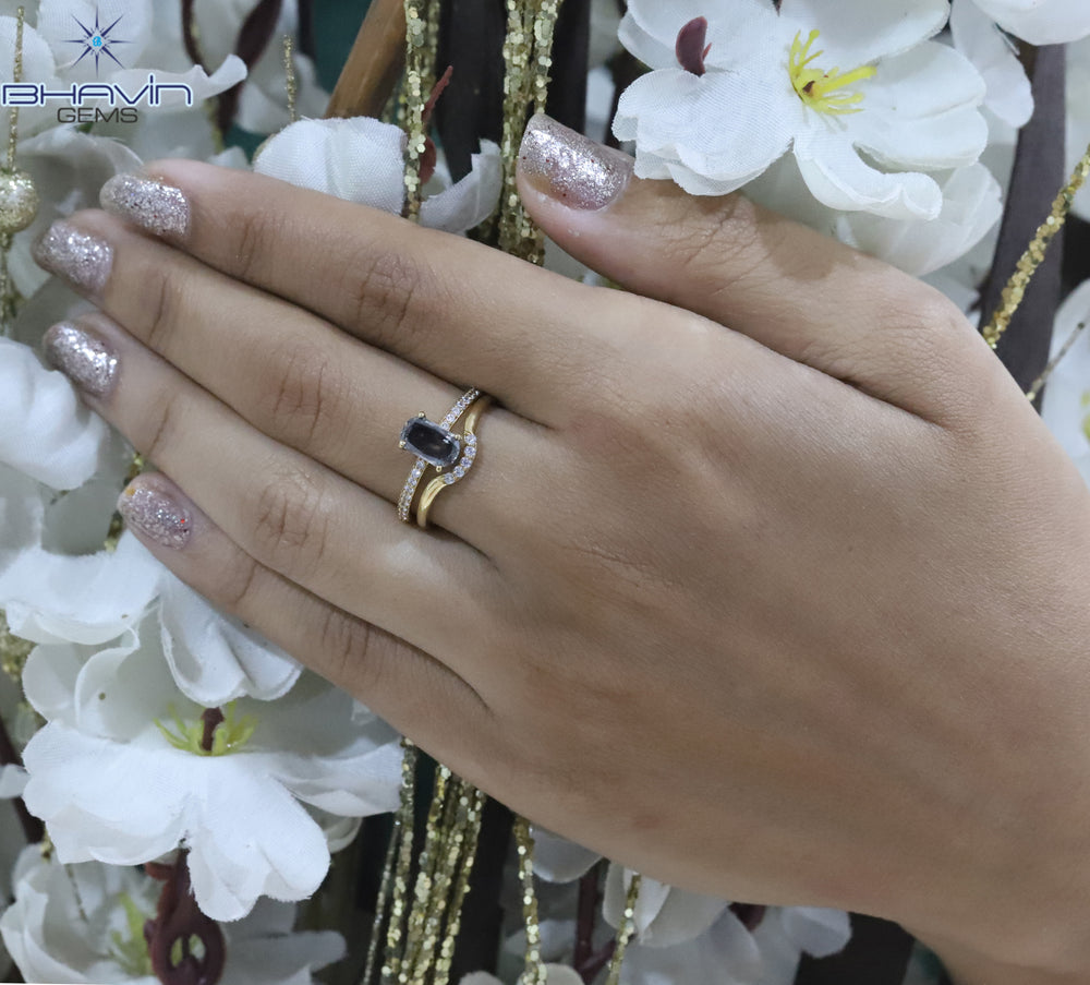 Oval Diamond Gray Diamond Natural Diamond Ring  Engagement Ring Wedding Ring