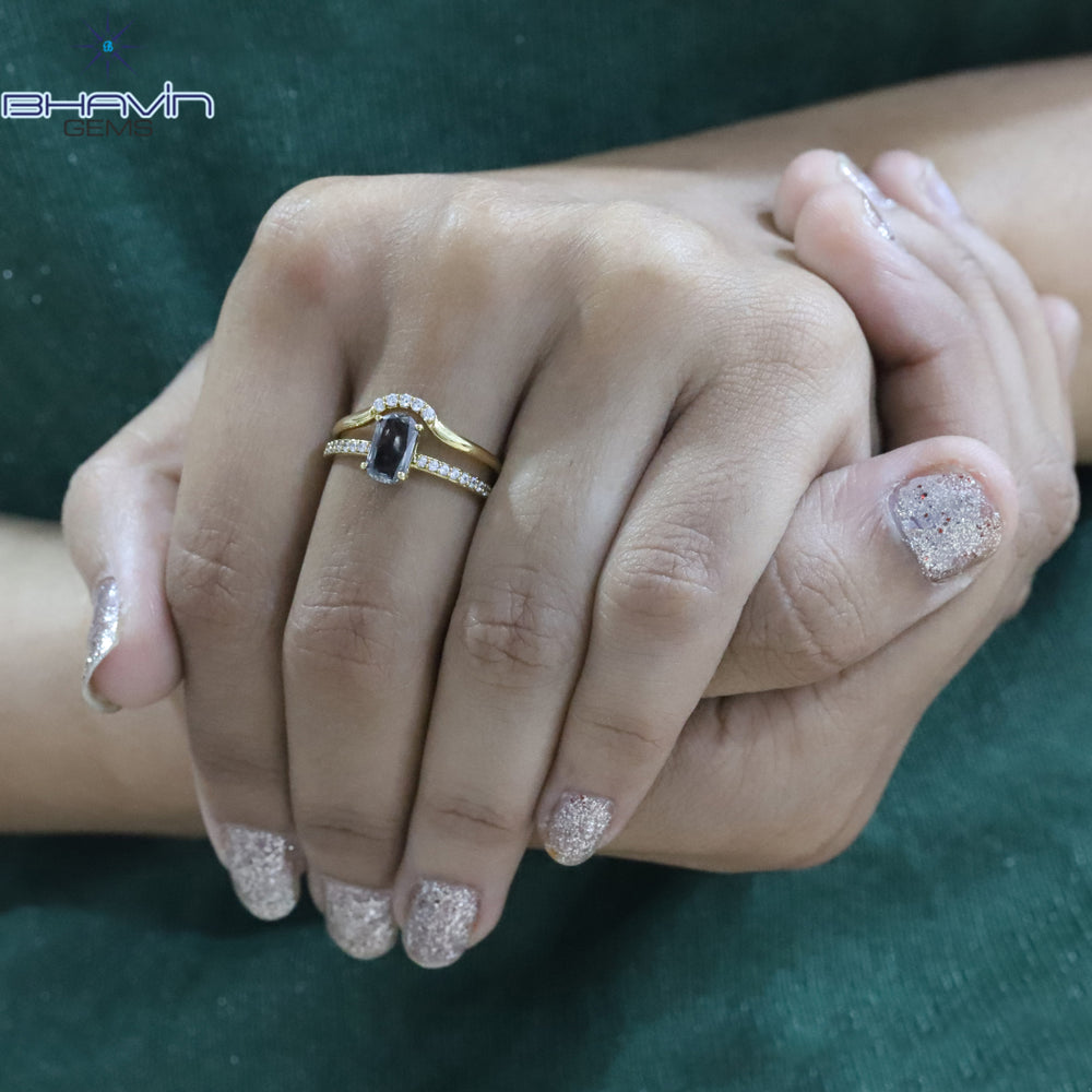 Oval Diamond Gray Diamond Natural Diamond Ring  Engagement Ring Wedding Ring
