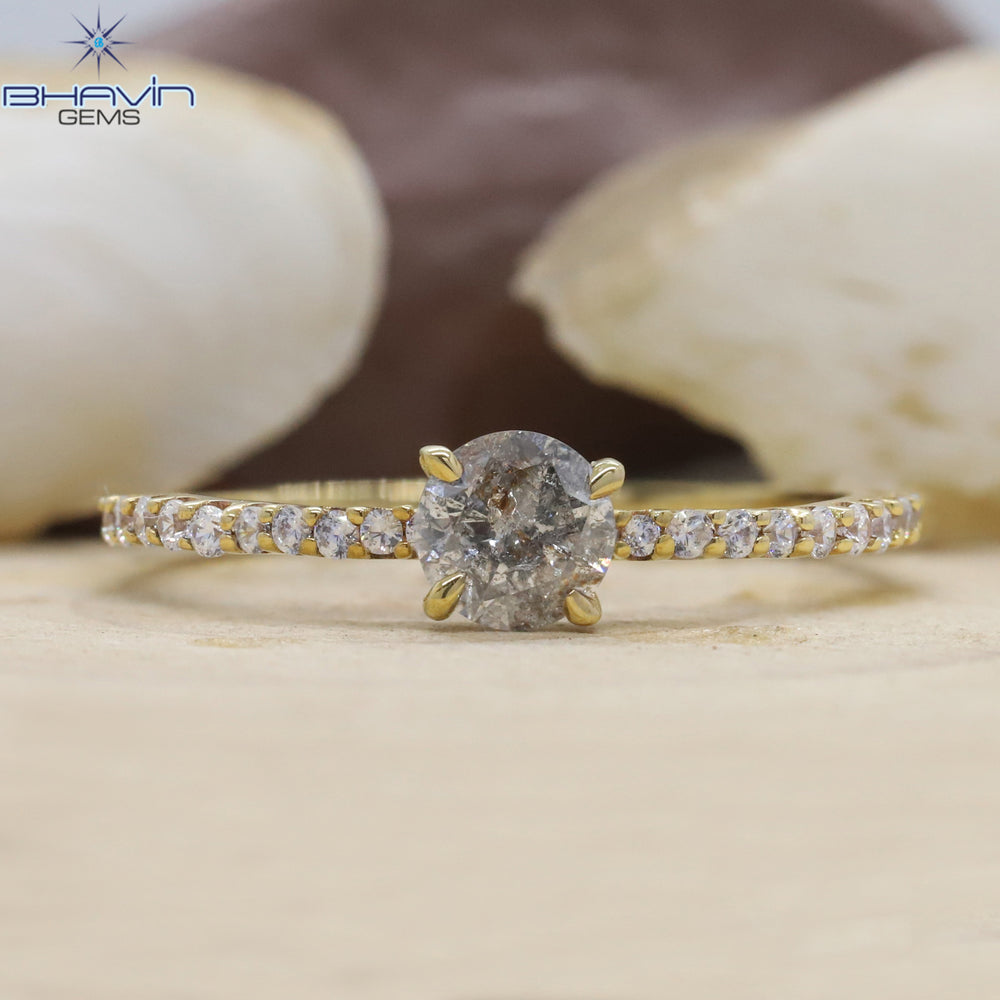 Gold Ring, Round Diamond, Salt and Pepper Diamond, Natural Diamond Ring, Engagement Ring, Wedding Ring, Diamond Ring