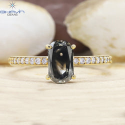 Oval Diamond Gray Diamond Natural Diamond Ring  Engagement Ring Wedding Ring