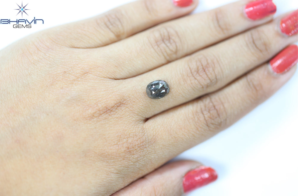 2.47 CT, 0val Shape, Black Gray (Salt and Pepper)Color Loose Diamond, Clarity I3