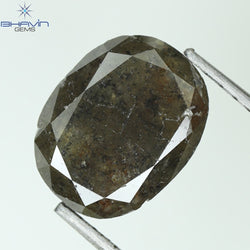 2.47 CT, 0val Shape, Black Gray (Salt and Pepper)Color Loose Diamond, Clarity I3