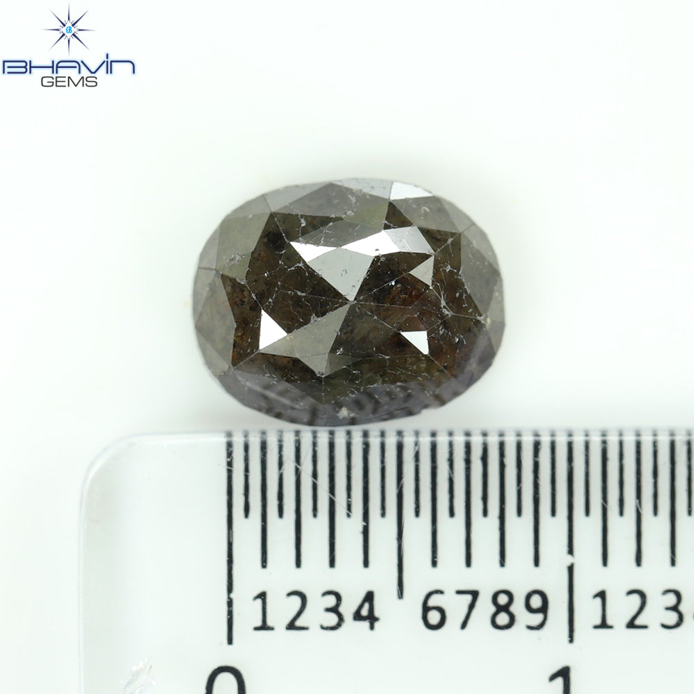 2.47 CT, 0val Shape, Black Gray (Salt and Pepper)Color Loose Diamond, Clarity I3