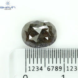 2.47 CT, 0val Shape, Black Gray (Salt and Pepper)Color Loose Diamond, Clarity I3