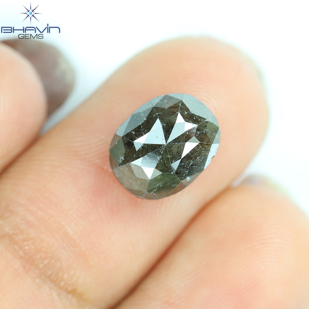 2.47 CT, 0val Shape, Black Gray (Salt and Pepper)Color Loose Diamond, Clarity I3