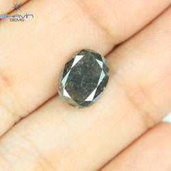 2.47 CT, 0val Shape, Black Gray (Salt and Pepper)Color Loose Diamond, Clarity I3
