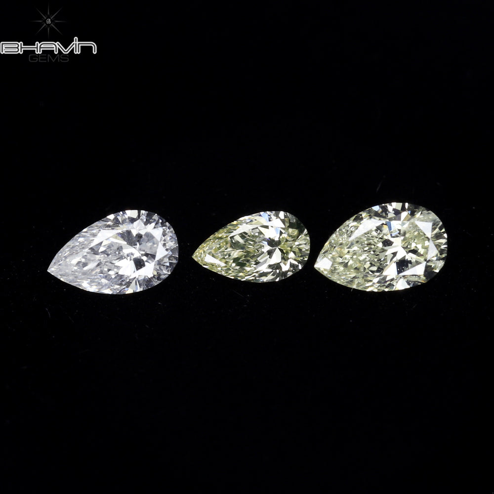 0.30 CT/3 PCS Pear Shape Natural Diamond White Color VS-SI Clarity (4.15 MM)