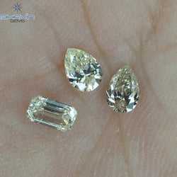 0.59 CT/3 PCS Pear-Emerald Shape Natural Diamond White Color VS-SI Clarity (4.77 MM)