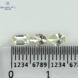 0.59 CT/3 PCS Pear-Emerald Shape Natural Diamond White Color VS-SI Clarity (4.77 MM)