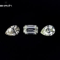 0.59 CT/3 PCS Pear-Emerald Shape Natural Diamond White Color VS-SI Clarity (4.77 MM)