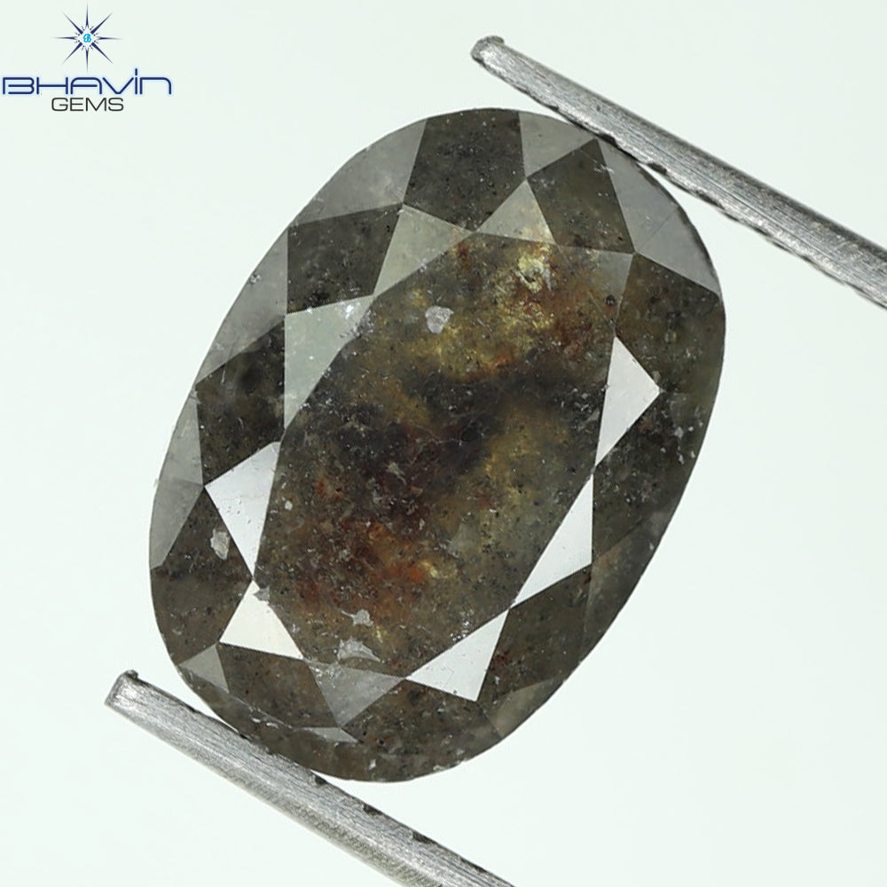 3.22 CT, 0val Shape, Black Gray (Salt and Pepper)Color Loose Diamond, Clarity I3
