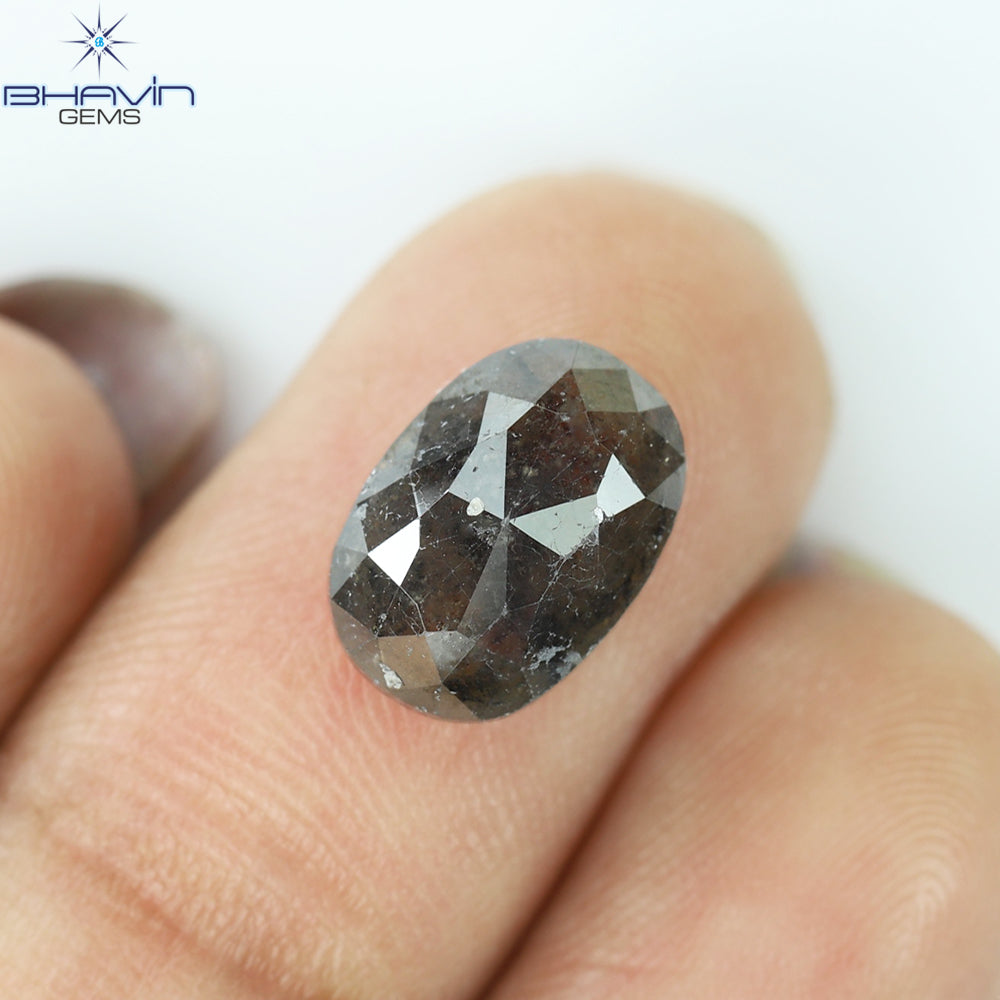 3.22 CT, 0val Shape, Black Gray (Salt and Pepper)Color Loose Diamond, Clarity I3