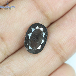 3.22 CT, 0val Shape, Black Gray (Salt and Pepper)Color Loose Diamond, Clarity I3