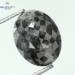 3.55 CT, 0val Shape, Black Gray (Salt and Pepper)Color Loose Diamond, Clarity I3